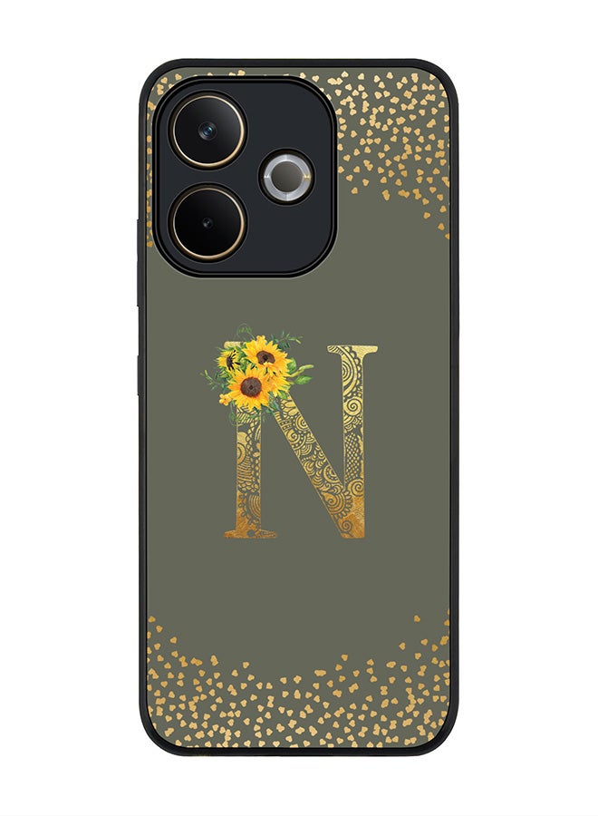 Stylizedd For Oppo A5 Pro 5G / A5 Pro 4G / 5G Case,Slim fit Camera Protection, Shockproof Thin Phone cover  - Custom Floral Monogram - N  (Olive Green )  - Image 1