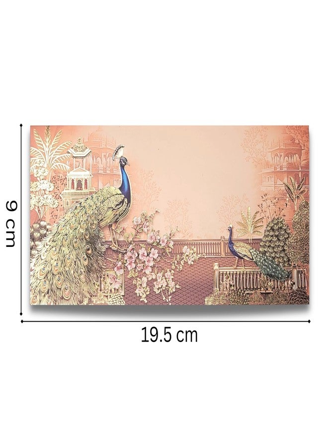 Fonsie cash shagun fancy design envelopes pack of 10 for gifting money on wedding gift, baby shower gift, shagun, family gatherings GOLD STAMPED, UV EMBOSING (Peacock brown) - Image 3