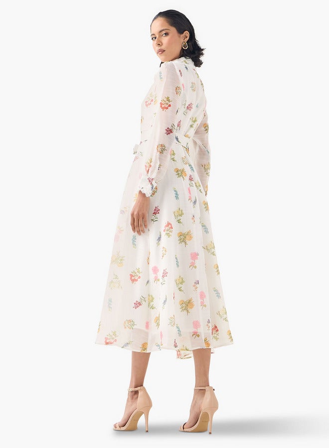 تواكستريمز فستان ميدي بطبعة زهور وتفاصيل دانتيل من - Image 3