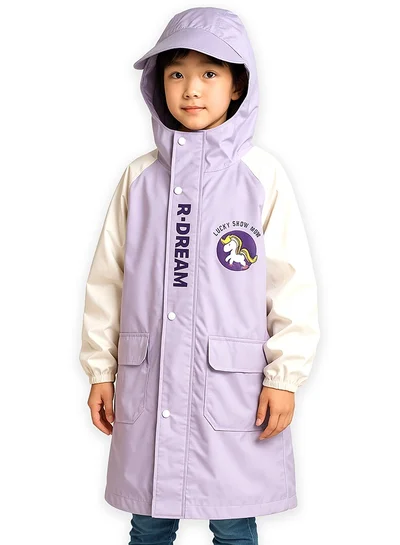 LITTLE SURPRISE BOX Little Surprise Box, Purple Uni Cap Style knee length Raincoat for Kids & Teens-4XL