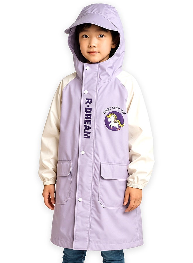 LITTLE SURPRISE BOX Little Surprise Box, Purple Uni Cap Style knee length Raincoat for Kids & Teens-4XL - Image 1