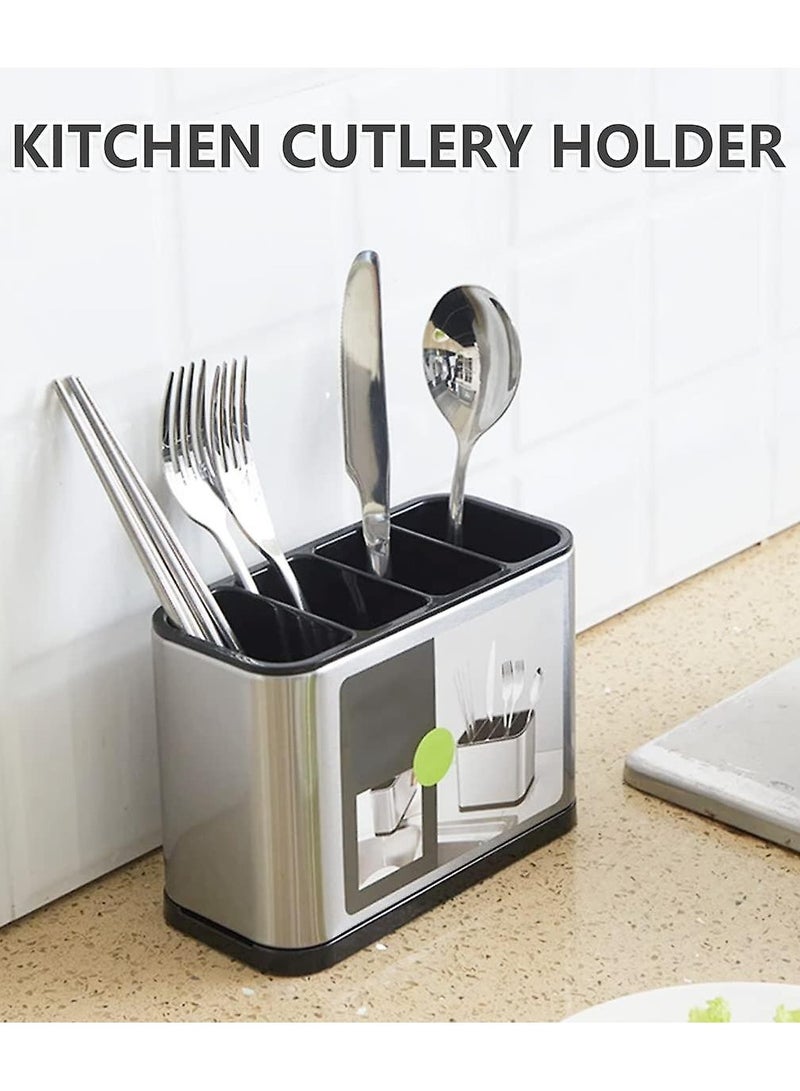 DubaiGallery حامل أدوات مائدة المطبخ من الفولاذ المقاوم للصدأ ذو سعة كبيرة مع قاعدة مرجحة - Image 3