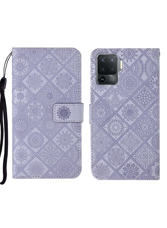 اس-توب جراب لهاتف OPPO A94 4G، جراب هاتف جلدي منقوش بنمط عرقي - Image 1