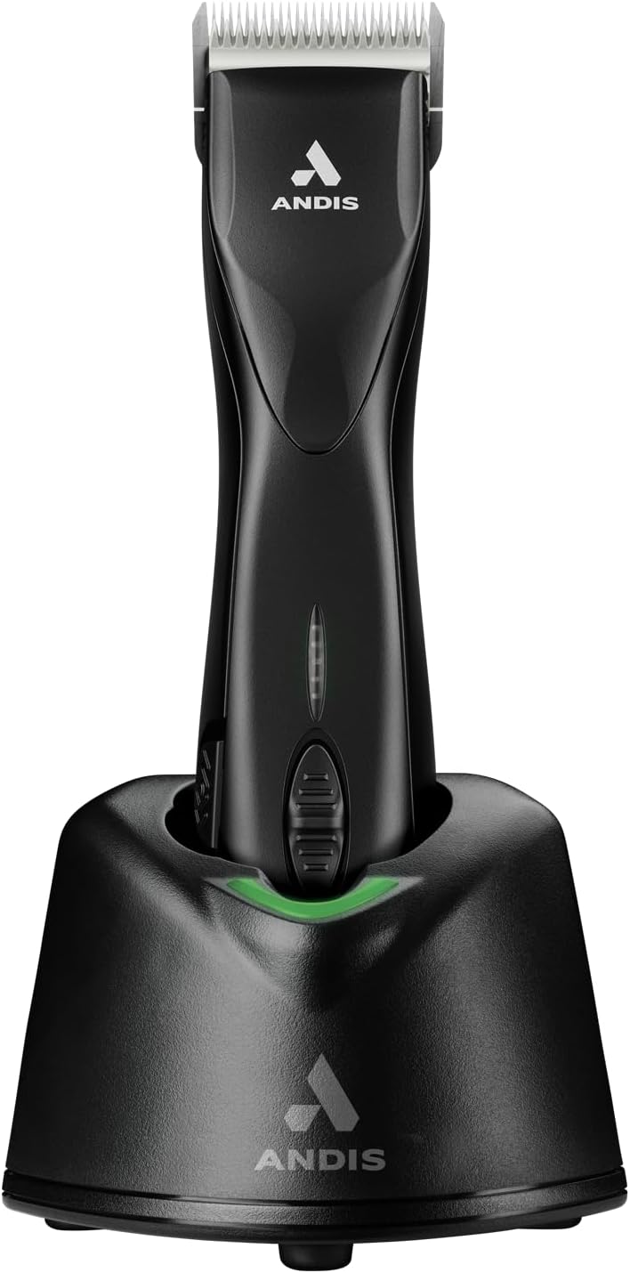 Andis أنديس 79170 بلس زير II 5 سرعات ماكينة حلاقة قابلة للفصل بدون سلك لتجميل الحيوانات والكلاب مع بطارية ليثيوم أيون قابلة للإزالة وضوء شحن LED باللون الأسود - Image 1