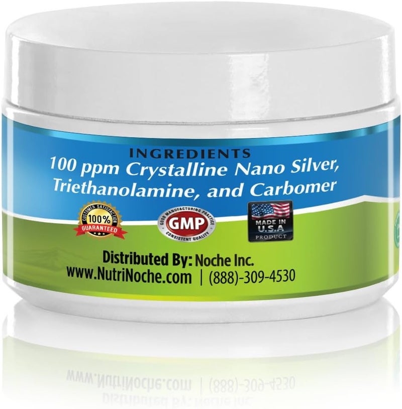 Nutrinoche Nano Silver Gel Advanced Colloidal Silver Skin Cream Wound Care First Aid Gel Soothing Topical Ointment for Burns Razor Burn and Sunburn Irritations Unscented 4 Oz Jar - Image 2