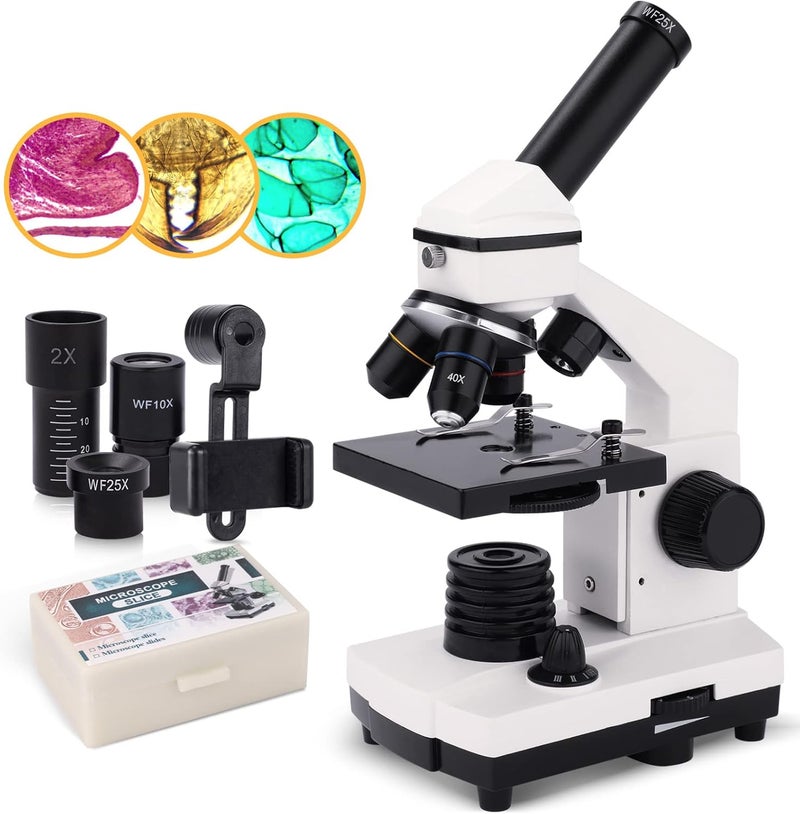 HUTACT Microscope,Compound Monocular Microscope 40X-2000X for Kids,Adults and Students, Precision Biological Science Education with Kits Adults - Image 1