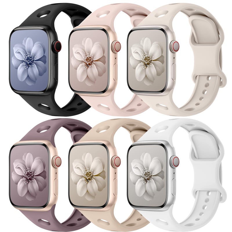 Wowstrap 6 Pack Sport Bands for Apple Watch Band 40mm 38mm 41mm 42mm 44mm 45mm 46mm iWatch Bands for Women Men,Soft Silicone Strap Wristband for Apple Watch Series 11 10 9 8 7 6 5 4 3 SE 3/2nd Ultra/3/2 49mm - Image 1