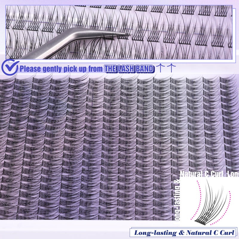 Alice Natural Lash Clusters Wispy Lash Extensions Short 10-14mm DIY Cluster Eyelash Extension C-Curly 280pcs Soft Thin Band Individual Lashes by ALICE - Image 4