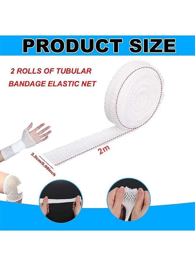 إم إكس إن 2 لفات من ضمادة ستوكينيت الأنبوبية، 0.98 × 86.61 بوصة من الشاش الأنبوبي المرن لجروح الذراع، أكمام ملفوفة من الشاش المطاطي، غلاف مرن قابل للتنفس للذراعين والساقين والركبتين - غلاف ناعم مسبقًا تحت حماية المصبوب - ضمادة ممتصة للعرق (أبيض) - Image 2