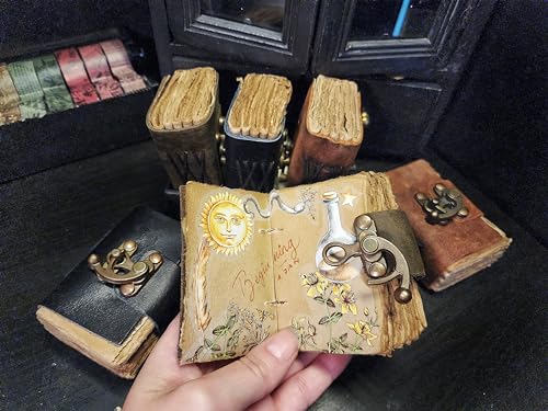 Modest Goods [Set of 3] Handmade Mini Leather Journals - Tiny Vintage Scrapbooks, Pocket Artist Sketchbook, small leatherbound Unlined Notebook journal, gift for artists, writers, and scrapbooking on the go gifts. - Image 5