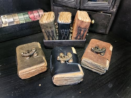 Modest Goods [Set of 3] Handmade Mini Leather Journals - Tiny Vintage Scrapbooks, Pocket Artist Sketchbook, small leatherbound Unlined Notebook journal, gift for artists, writers, and scrapbooking on the go gifts. - Image 2