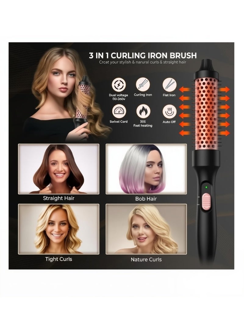 روينغدا فرشاة شعر حرارية، فرشاة تجعيد الشعر المسخّنة 32 مم للحصول على شعر أملس مثالي وتجعيدات كثيفة - جهد مزدوج، تسخين سريع لمدة 30 ثانية، تقنية التورمالين الأيونية الخزفية، استشوار شعر بدون صوت - Image 4