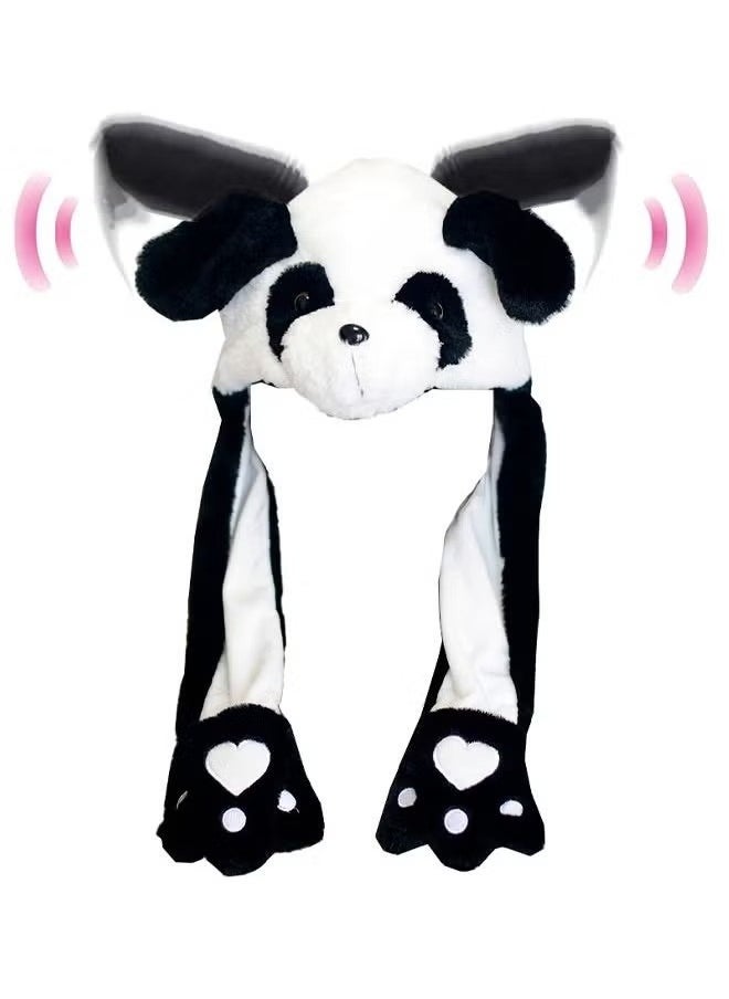Realfrog Animal Panda Hat with Ears Moving Jumping Pop Up Beating Plush Ear Panda Hat  - Image 1