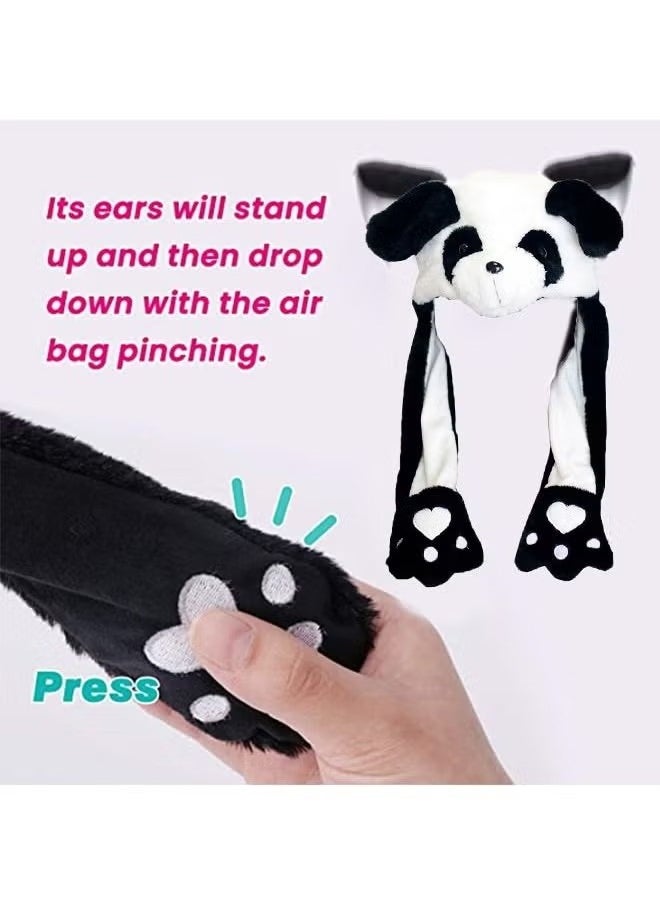 Realfrog Animal Panda Hat with Ears Moving Jumping Pop Up Beating Plush Ear Panda Hat  - Image 3