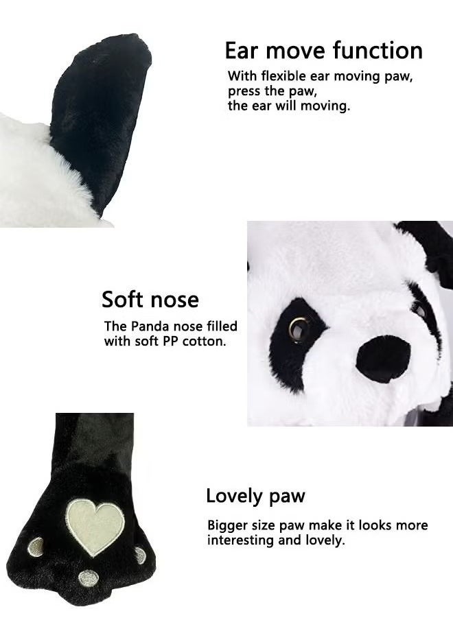 Realfrog Animal Panda Hat with Ears Moving Jumping Pop Up Beating Plush Ear Panda Hat  - Image 4
