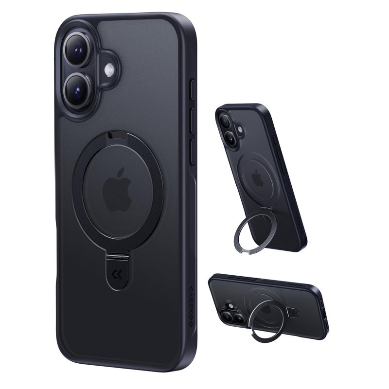CASEKOO Ultra-Magnetic Stand for iPhone 17 Case [Military Drop Protection] [Compatible with MagSafe] Shockproof Translucent Slim Matte for iPhone 17 Phone Case with Ring Holder 6.3 Inch, Black - Image 1