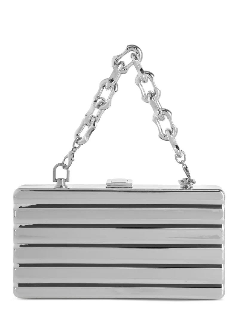 London Rag Silver Metallic Mini Box Purse