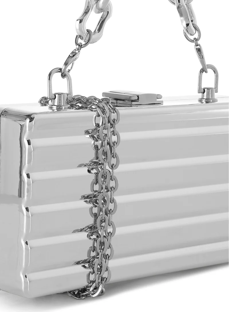 London Rag Silver Metallic Mini Box Purse