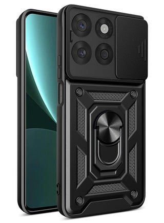for Motorola Edge 60 Stylus Case Cover, Slide Camera Lens Cover, Magnetic Ring Holder Kickstand Protective Phone Case for Motorola Edge 60 Stylus, Black