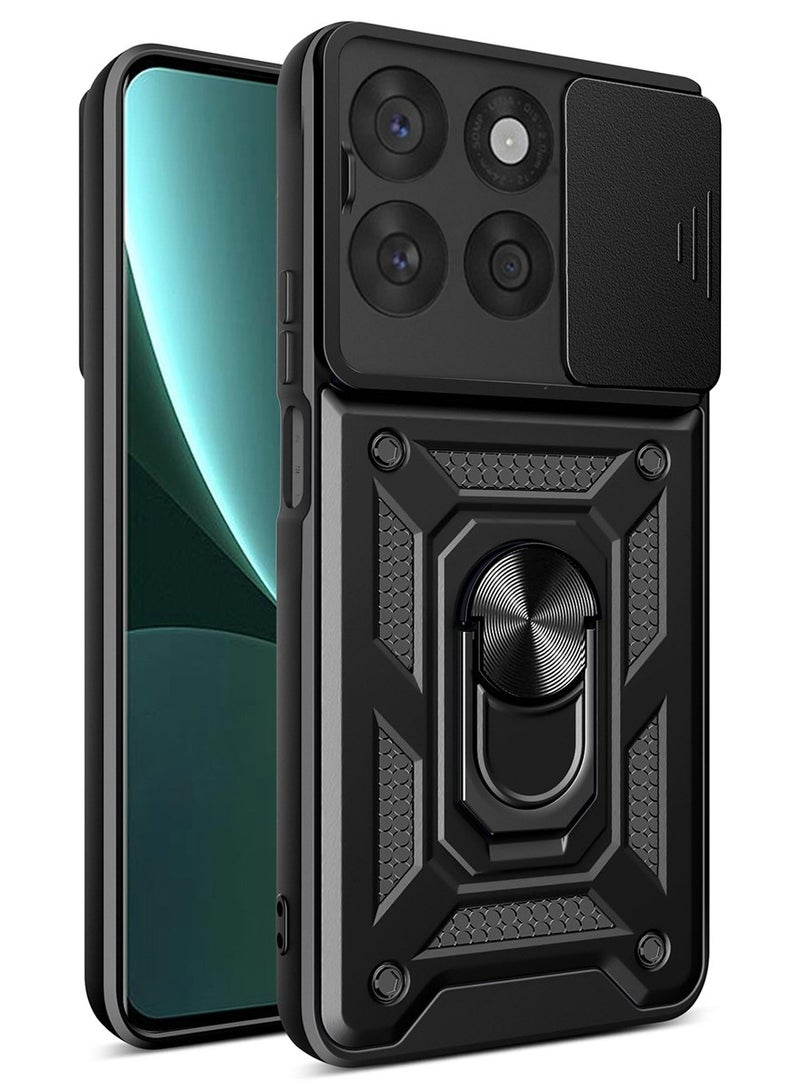 SanHu for Motorola Edge 60 Stylus Case Cover, Slide Camera Lens Cover, Magnetic Ring Holder Kickstand Protective Phone Case for Motorola Edge 60 Stylus, Black