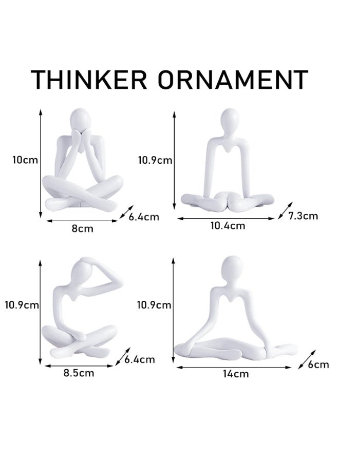 GNAFOTU 4 pcs Thinker Statue, Mini Sculpture, White Abstract Figurines, Nordic Style Abstract Thinker Statue, Home Decor Modern Art Sculpture, for Home Living Room Office Table Artistic Decorative, Set of 4 - Image 5