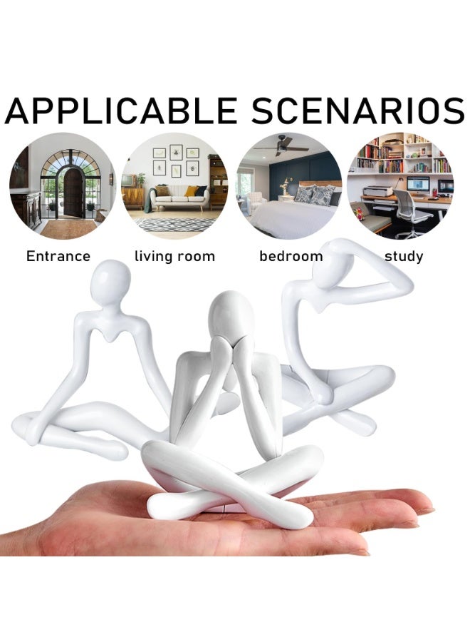 GNAFOTU 4 pcs Thinker Statue, Mini Sculpture, White Abstract Figurines, Nordic Style Abstract Thinker Statue, Home Decor Modern Art Sculpture, for Home Living Room Office Table Artistic Decorative, Set of 4 - Image 4