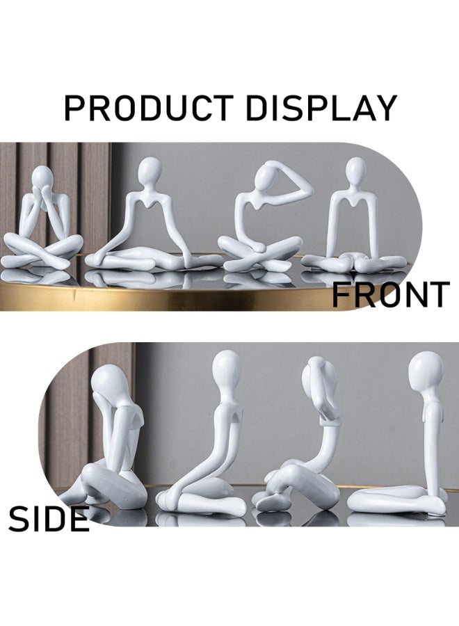GNAFOTU 4 pcs Thinker Statue, Mini Sculpture, White Abstract Figurines, Nordic Style Abstract Thinker Statue, Home Decor Modern Art Sculpture, for Home Living Room Office Table Artistic Decorative, Set of 4 - Image 3