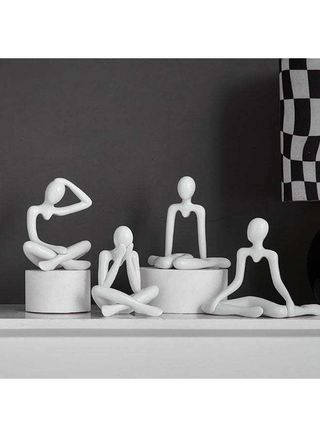 GNAFOTU 4 pcs Thinker Statue, Mini Sculpture, White Abstract Figurines, Nordic Style Abstract Thinker Statue, Home Decor Modern Art Sculpture, for Home Living Room Office Table Artistic Decorative, Set of 4 - Image 2