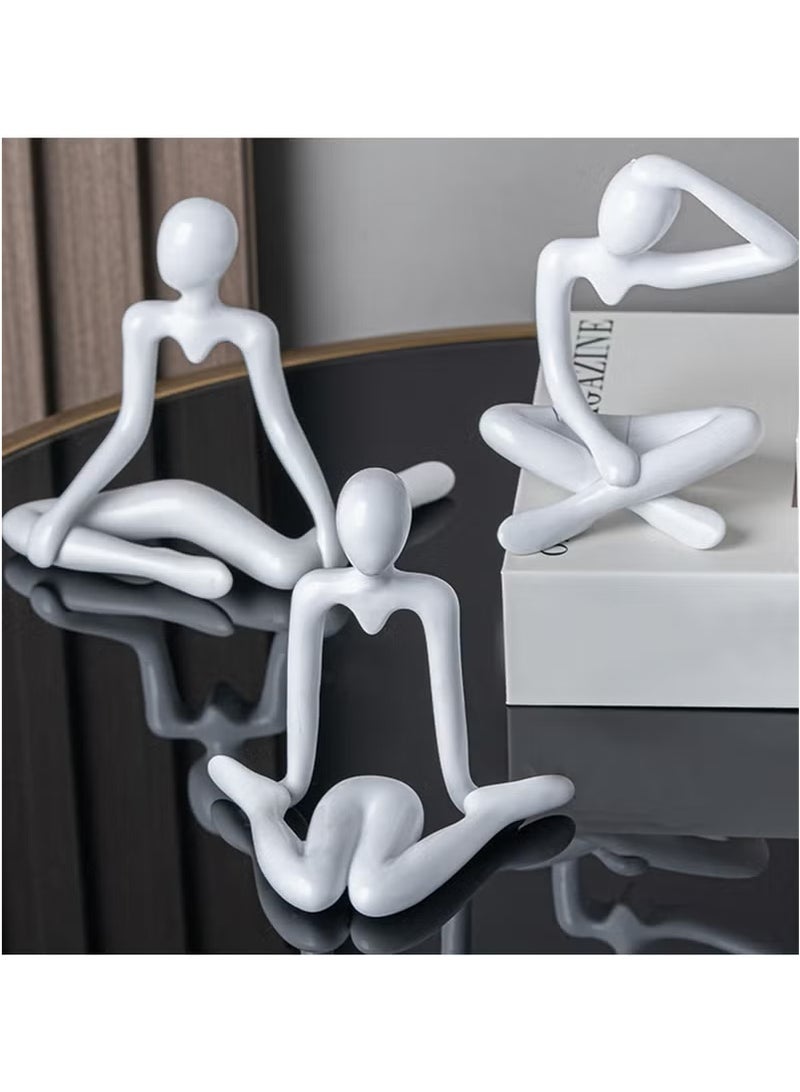 GNAFOTU 4 pcs Thinker Statue, Mini Sculpture, White Abstract Figurines, Nordic Style Abstract Thinker Statue, Home Decor Modern Art Sculpture, for Home Living Room Office Table Artistic Decorative, Set of 4 - Image 1