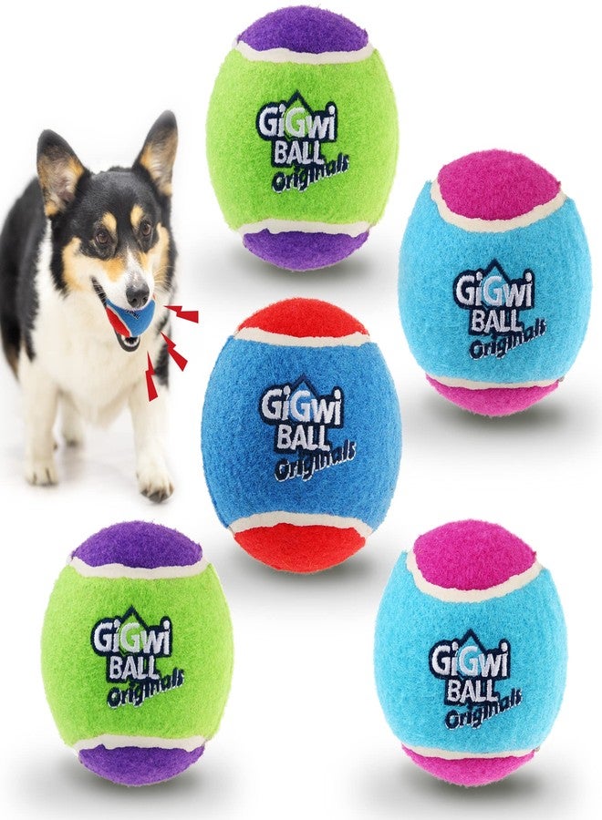 Gigwi Tennis Balls for Dogs, Squeaky Dog Tennis Balls for Exercise, High Bouncy Pet Ball Bright Colors 2.5 Inches, Interactive Funny Dog Toys for All Breeds of Dogs Indoor & Outdoor Dog Games, 5 Pack - Image 1
