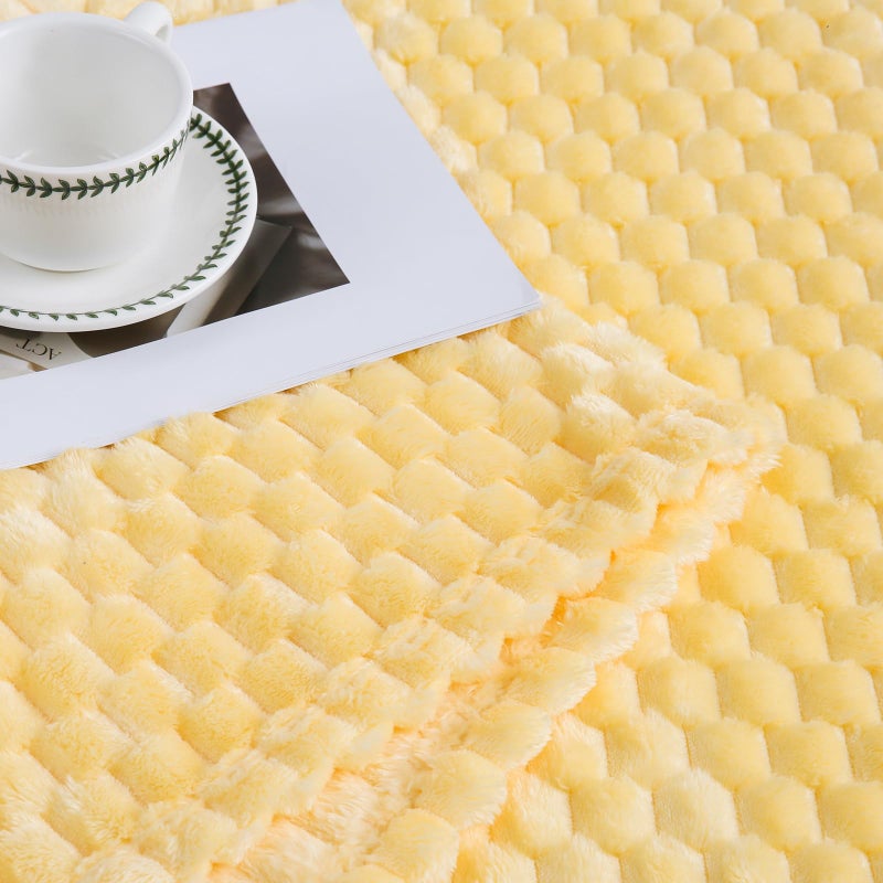 Bnuitland Light Yellow Flannel Throw Blanket (50X40 inches), 300 GSM Fleece Cozy Warm Soft Lightweight Bed Sofa Blanket for Babys and Pets, Suitable for All Seasons - Image 5