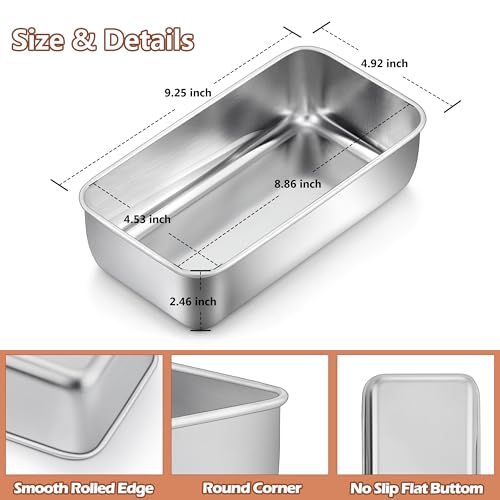 LIANYU 4 Pack Loaf Pans for Baking Bread, 9x5 Inch Bread Pan, Stainless Steel Meatloaf Baking Loaf Tin for Homemade Banana Sourdough, Dishwasher Safe - Image 2