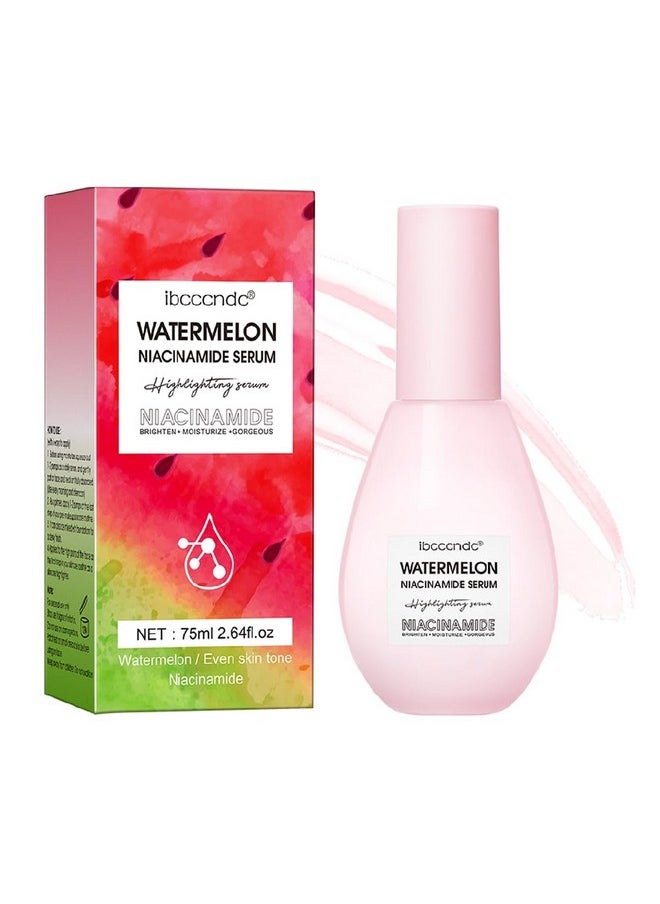 wenfeng Watermelon Niacinamide Facial Serum,Pore Minimizer & Niacinamide Glow Serum,Makeup Primer,Lightweight Facial Serum & Priming Liquid Highlighter(75ml)  - Image 1