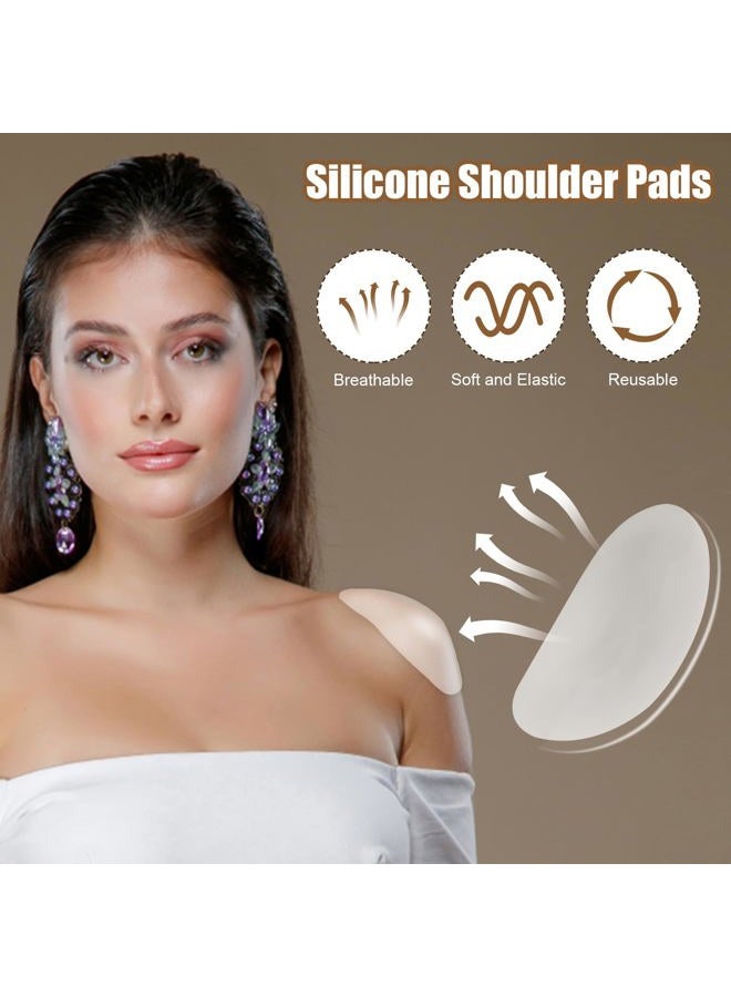 SAVITA 2 Pairs Silicone Shoulder Pads, Invisible Non-Skidding Shoulder Push-Up Pads Reusable Shoulders Enhancer Sticky Pad for Women Clothing (Transparent)  - Image 4