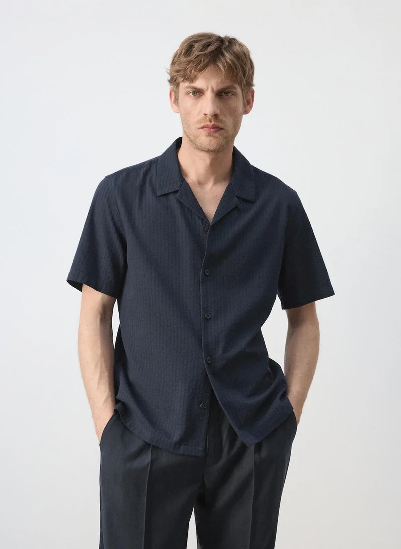 Mango Man 100% Cotton Shirt With Embroidered Details