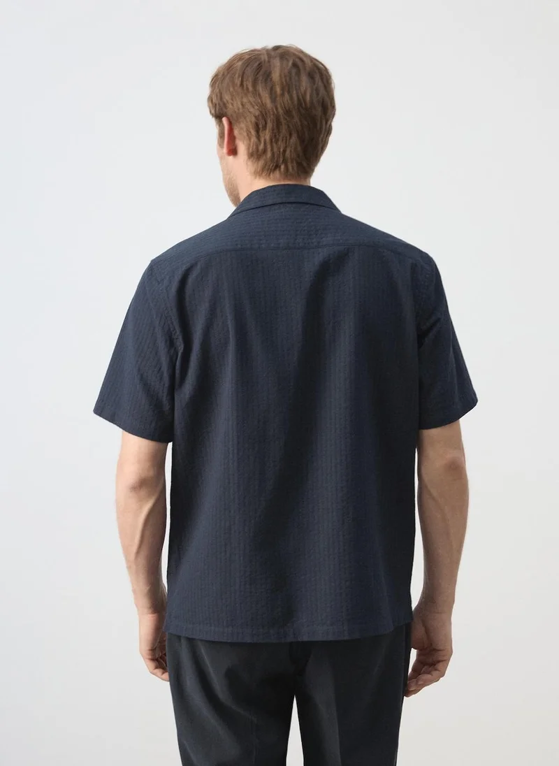 Mango Man 100% Cotton Shirt With Embroidered Details