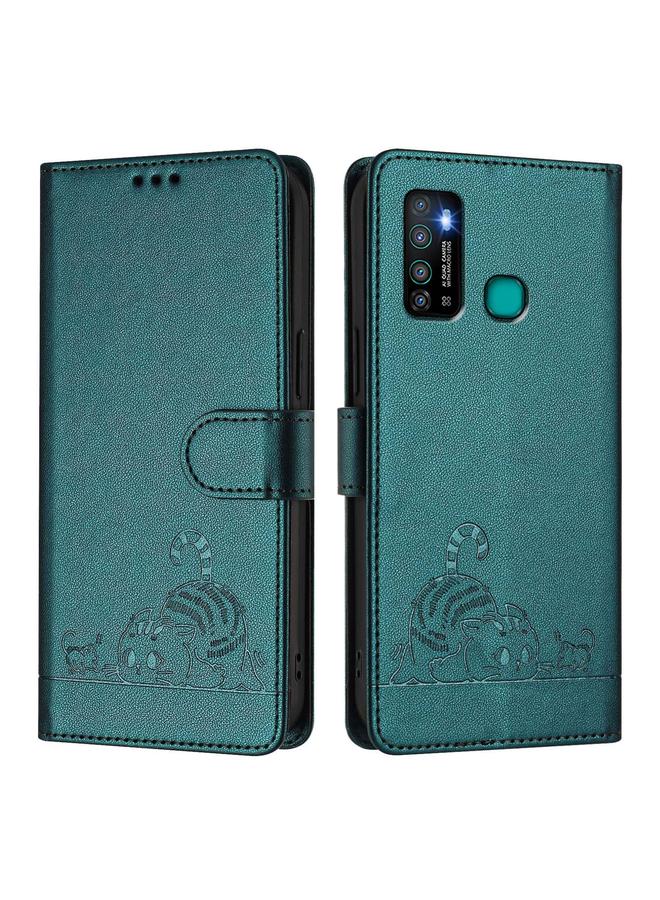 S-TOP Case For Infinix Hot 9 / Hot 9 Pro Cat Rat Embossed Pattern RFID Leather Phone Case with Lanyard - Image 2