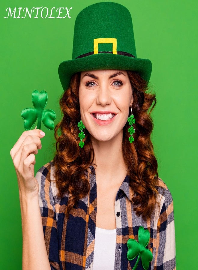 Mintolex St Patrick’s Day Shamrock Earrings for Women Green Clover Drop Dangle Earrings Festive Acrylic St Patrick’s Day Jewelry Accessories, 4-Leaf Clover - Image 5