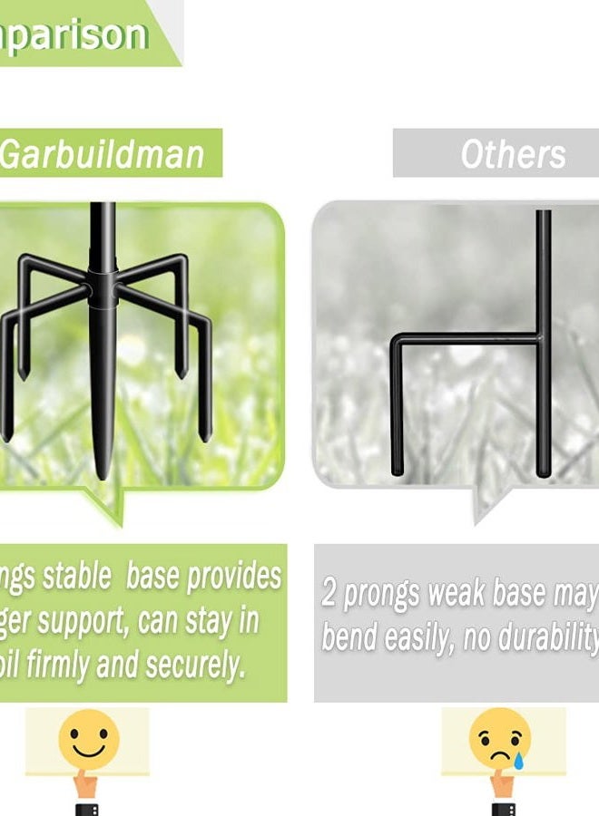 Garbuildman 60 Inch Tall Shepherd Hooks with 5-Forked Base, Adjustable Heavy Duty Bird Feeder Pole Stand Hanger for Outdoor, Shiny Black, 2 Pack - Image 3