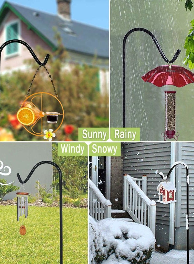 Garbuildman 60 Inch Tall Shepherd Hooks with 5-Forked Base, Adjustable Heavy Duty Bird Feeder Pole Stand Hanger for Outdoor, Shiny Black, 2 Pack - Image 5