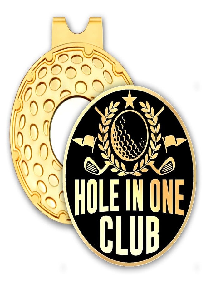 rofiowa Hole in One Club Black Gold Golf Ball Marker with Hat Clip, Funny Golf Accessories for Men Women, Christmas Father's Day Birthday Gifts for Golf Fan Golfer, Novelty Golf Gifts - Image 1