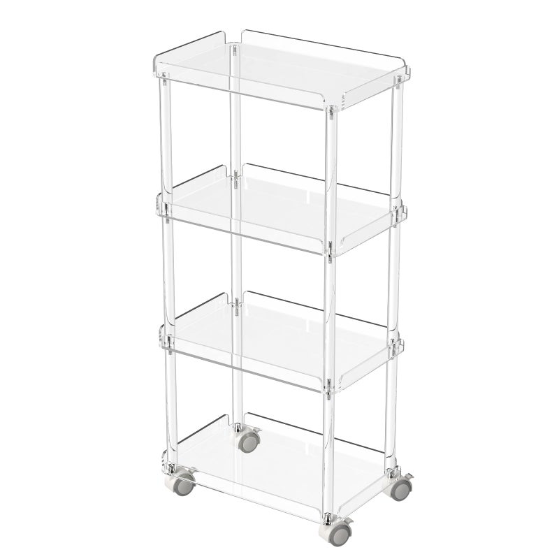 AQUIVER Acrylic Slim Storage Cart  4 Tiers Narrow Rolling Cart  Utility Cart for Kitchen Bathroom Living Room Laundry  156  L x 102  W x 339  H