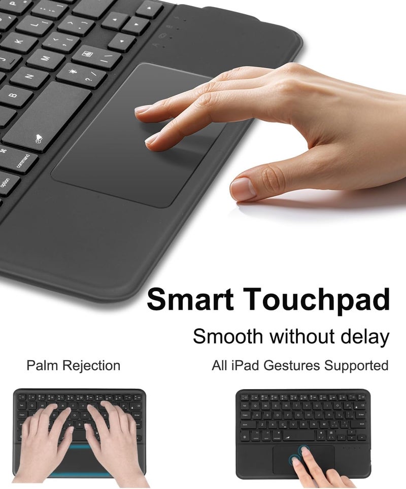 MICROWARE Case with Trackpad Keyboard Compatible for iPad mini 7th(A17 Pro, 2024)/6th Generation 8.3 inch,7-Color Backlit Wireless Keyboard Magnetic Detachable Multi-Angle Stand Cover - Image 3