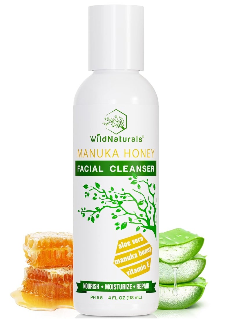 Wild Naturals - Wild Naturals Gentle Manuka Honey Face Wash - Eczema Facial Cleanser with Aloe Vera Extract, Hydrating & Soothing for Dry, Sensitive Skin - Repairs & Nourishes Irritated & Damaged Skin - Image 1