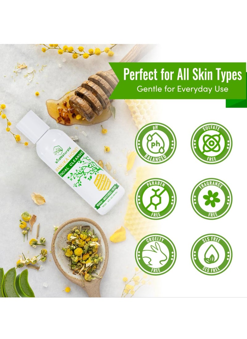 Wild Naturals - Wild Naturals Gentle Manuka Honey Face Wash - Eczema Facial Cleanser with Aloe Vera Extract, Hydrating & Soothing for Dry, Sensitive Skin - Repairs & Nourishes Irritated & Damaged Skin - Image 1