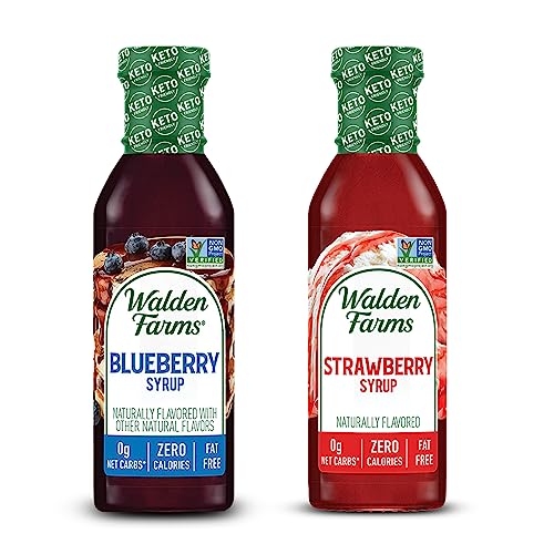 Walden Farms Syrup Variety Pack  Blueberry  Strawberry  Zero Calorie SugarFree Low Carb KetoFriendly GlutenFree Vegan  12 oz Bottles Pack of 2 - Image 1