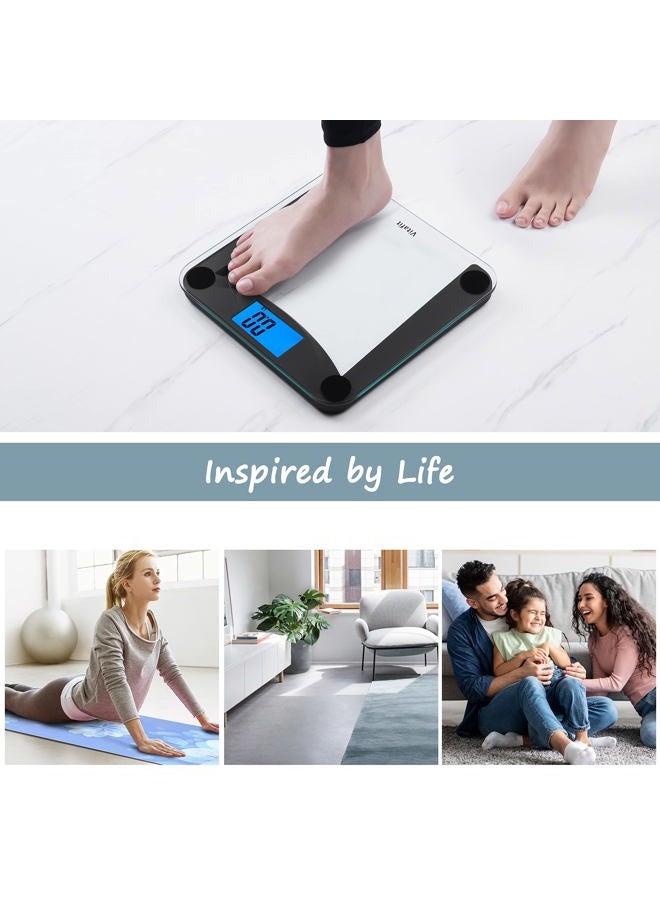 Vitafit ميزان وزن الجسم الرقمي مع تقنية الخطوة، ميزان weighing مع شاشة خلفية زرقاء كبيرة، 400 رطل، أسود - Image 5