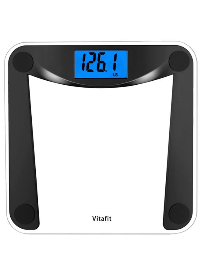 Vitafit ميزان وزن الجسم الرقمي مع تقنية الخطوة، ميزان weighing مع شاشة خلفية زرقاء كبيرة، 400 رطل، أسود - Image 1