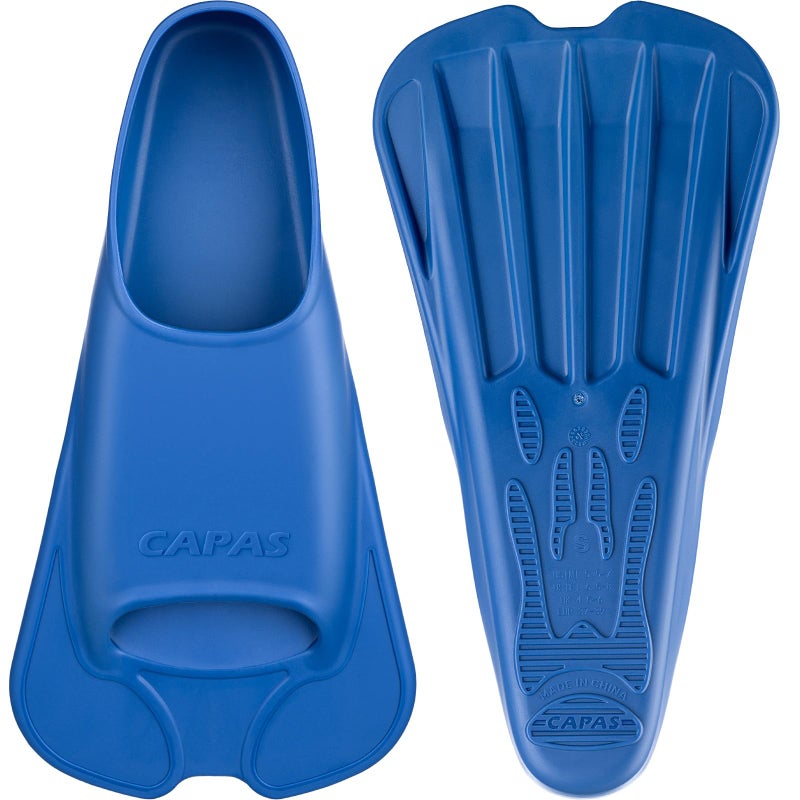 CAPAS Swim Training Fins Comfortable Silicone Lap Swimming Short Blade Floating Flippers with Mesh Bag for Adult Men Women Build Leg Strength - Image 1