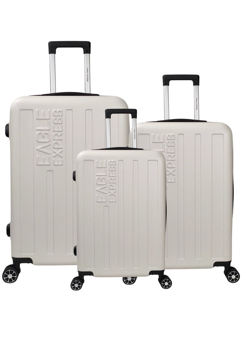 Eagle Express VENTURE ABS HARD TROLLEY 20,24,28 Inch 3 Piece Set WHITE - Image 1